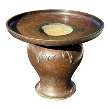 Meiji Period Japanese Bronze Ikebana Usubata Vase 9.5 x 11.5