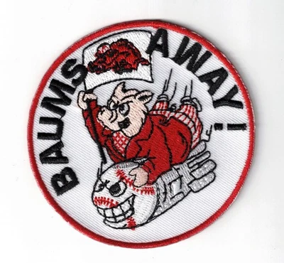 Arkansas Razorbacks Baums Away Baseball 3in Embroidered Sew / Iron-on Patch