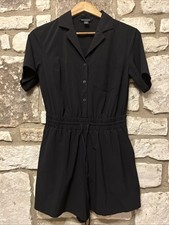 Athleta Utility Romper Sz 2 Black Stretch Side Pockets Drawstrings