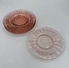 Set of 6 Vintage Pink Depression Glass Dessert Plates 6 Inches
