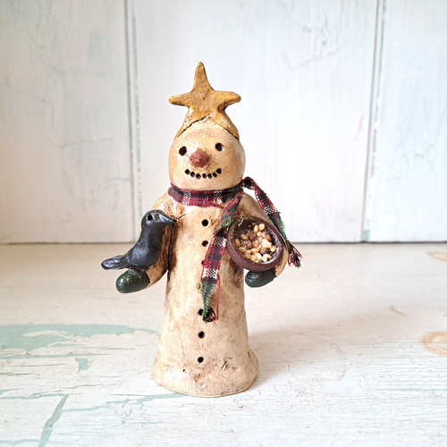 E.R.S. Artist Signed Vintage Primative Snowman by Eileen R. Smithson 4.5”
