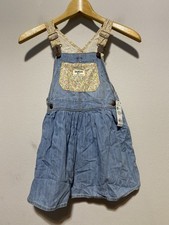 NWT OSHKOSH B'GOSH Denim/Floral Bibbed Overall Dress Girls 5T