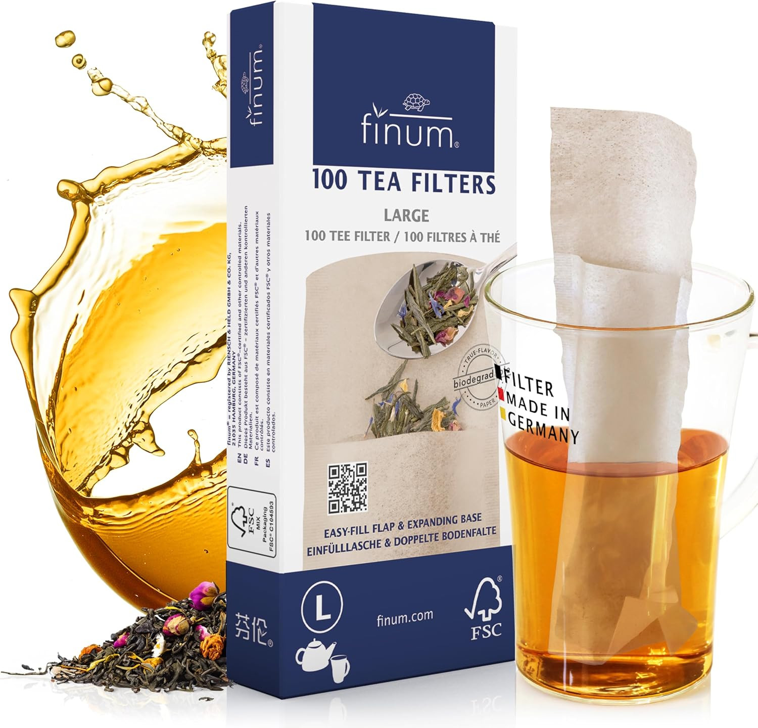 Filter Bags For Loose Tea, Brown, Large, 100 Count