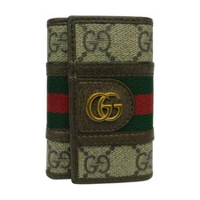 GUCCI Ophidia GG key case GG Supreme canvas Sherry line Double G Brown red x
