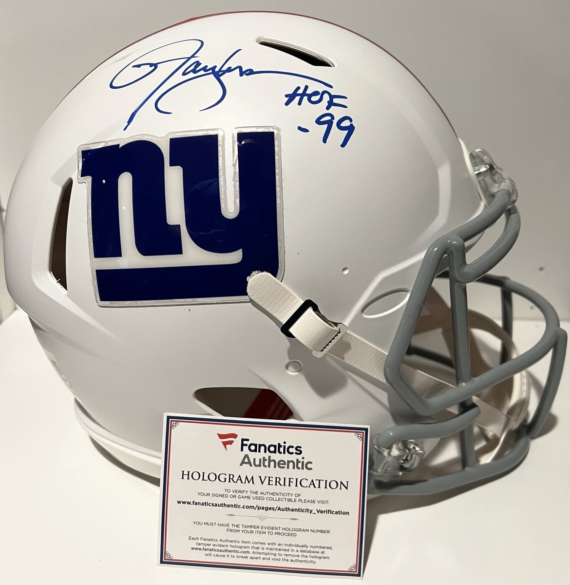 LAWRENCE TAYLOR Signed Auto Giants Full Size Flat White Auth
