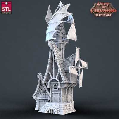 STL Miniatures City of Firwood Windmill DnD RPG Fantasy Terrain Scenery 32mm 3D