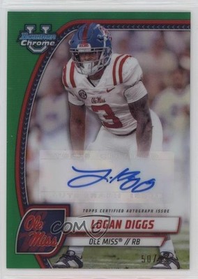 2024 Bowman U Chrome Prospect Green Refractor 50/99 Logan Diggs Auto 05jo