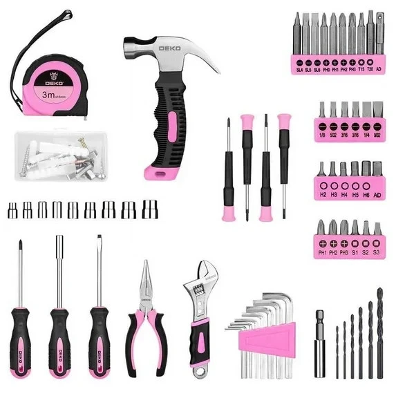 DEKOPRO126PC  Drill Tool Set with 8V Pink Cordless Drill Home Tool Kit with Dril - Image 2 of 4