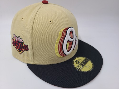 Cappello Berretto Baltimore Orioles 60° Anniversario Patch Nuova Era 59Fifty Fitted 7 1/2 - Foto 1 di 12