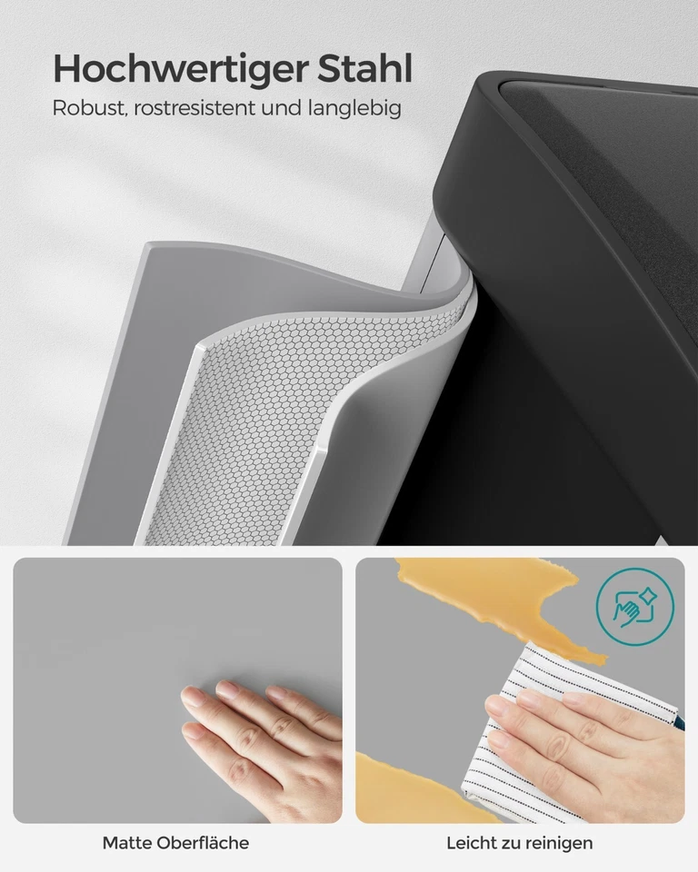 SONGMICS Mülleimer Küche, 3 x 8 Liter, Mülltrennsystem 3 Fächer BTL024G01 - Bild 4 von 4