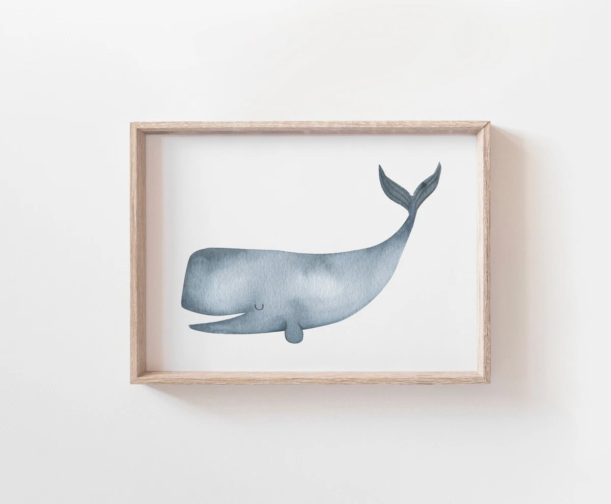 Blue Whale Nursery Wall Art Nautical Nursery Print Watercolour