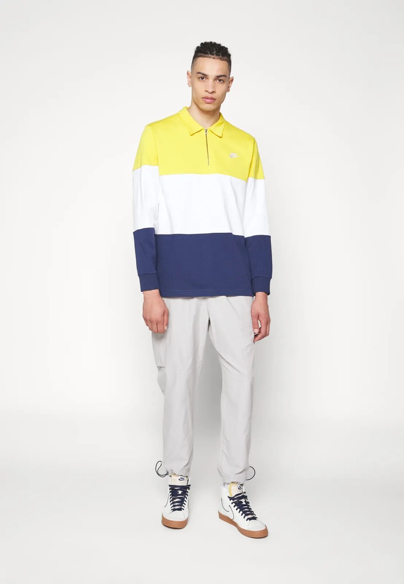 NIKE ナイキ 黄 長袖 ジャージ XL(LL) Nike Sportswear Club Men Long Sleeve Polo Rugby Shirt Yellow