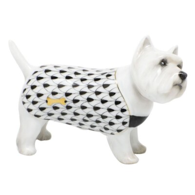 HEREND,  WEST HIGHLAND TERRIER,  BLACK FISHNET  #VHNM-05929,   NEW,  MINT & BOX!