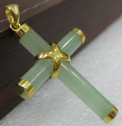 Natural Agate/Tiger's Eye/Topaz/Jade Gemstone Cross Pendant Necklace AAA Grade - Picture 16 of 29