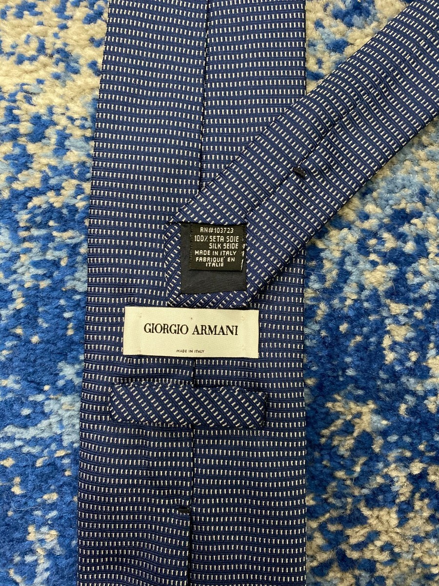 Giorgio Armani Blue Gray Horizontal Striped Geometric 100% Silk