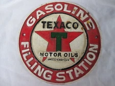 Texaco Gasoline Oil Cast Iron Sign Advertising Dealer Display Sign
