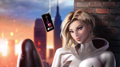 Superheroes spiderman into the spider verse gwen Stitched Gaming Mat Desk 17081