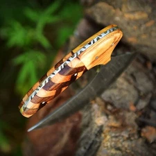 Custom Damascus Steel Chef Ulu Knife Cocobolo Wood & Olive Wood Handle  X477