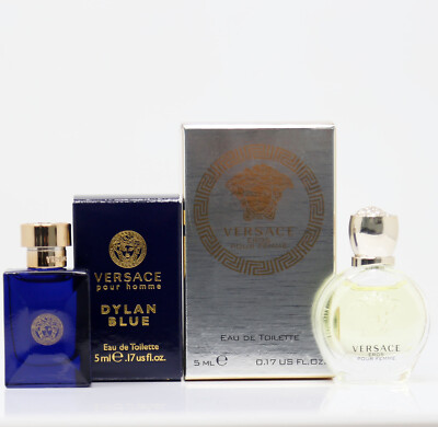 2pc Mini Gift Set Versace Dylan Blue EDT 5ml and Eros Women EDT 5ml, Brand New!!