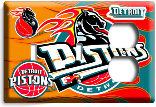 DETROIT PISTONES EQUIPO BALONCESTO INTERRUPTOR DE LUZ SALIDA PLACA CUBIERTA DECORACIÓN DE HABITACIÓN - Imagen 29 de 30