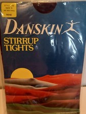 Vintage Danskin Stirrup Tights Wine Dark Purple Size B Style 49 1980s