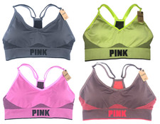 VICTORIA'S SECRET PINK ACTIVE SEAMLESS LIGHTLY LINED POP DOT SPORTS BRA XS S NWT