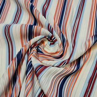Candy Streifen Multi Bar Linien Druck Plissee Plisse Jersey Stoff 58'' Meterware