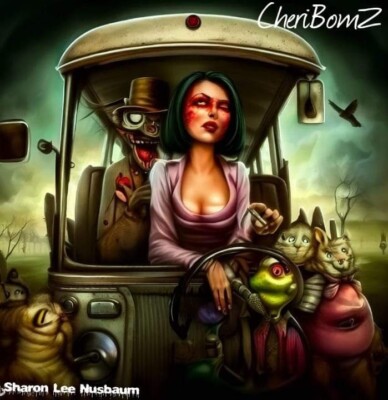 Funny animals,kids Surreal School Bus/Work Art
