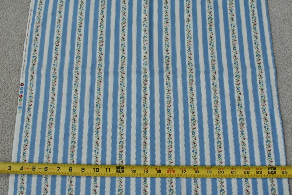 23" Long, Blue Red Pink Green Cream Floral Stripe, Maywood/Willowberry,P4914 - Image 3 of 4