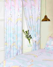 UNICORN 66" x 72" RAINBOW MYSTICAL READY MADE PENCIL PLEAT CURTAINS KIDS CLOUDS