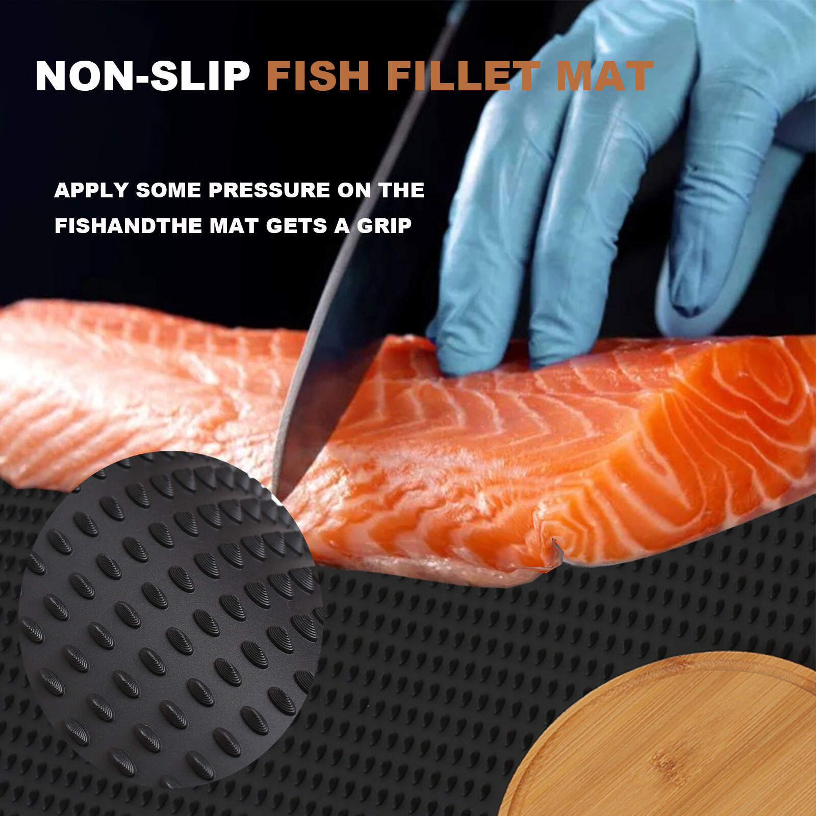 Rollable Fish Fillet Mat with Fillet Board Non-Slip Fish Cleaning Mat,Portable