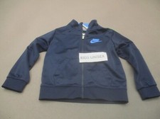 NIKE 24M Baby Unisex Blue Full Zip Stand Collar Pocket Athletic Track Jacket 267