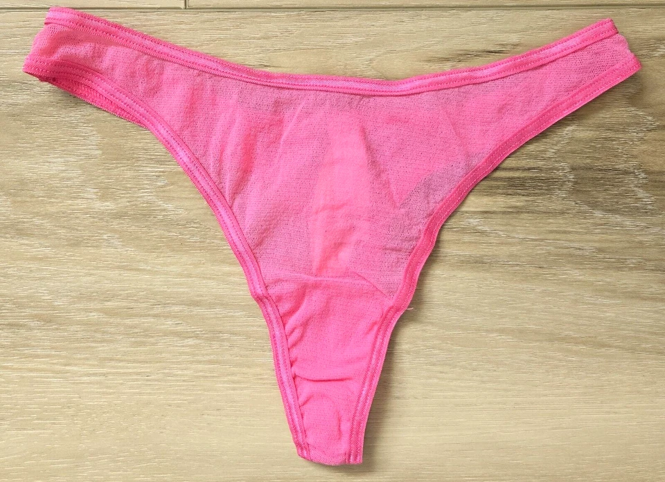 NWT Vintage Y2K Victoria's Secret Pink Sheer Nylon Mesh Thong String Panties S - Image 2 of 3