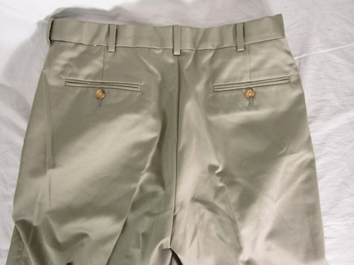 Lands' End Tradition Fit Khaki Dress Pants size 33 Men's Slacks Flat Front Beige - Picture 6 of 6