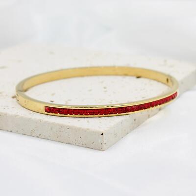 Armreif Armband vergoldet Edelstahl rot Romantik 62 mm hypoallergen 
