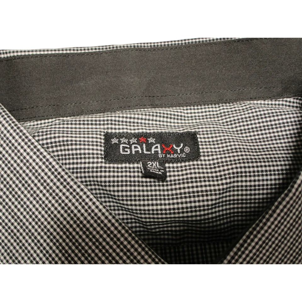Galaxy by Harvic Para Hombre Talla - 2XL Negro Cuadros Pequeños Manga Larga Abotonada Foto 4 de 4