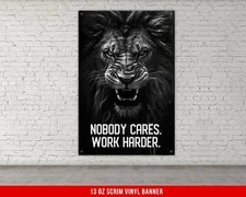 Motivational Home Gym Banner - Custom Text - Lion V1