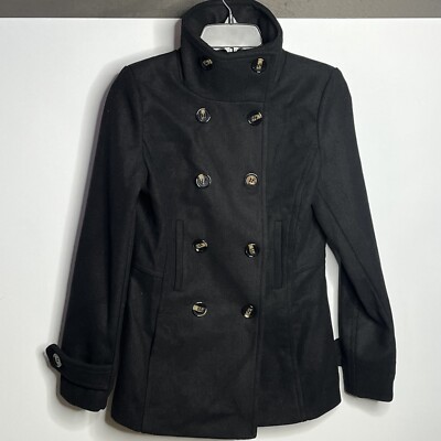Nordstrom THREAD SUPPLY Pea Coat Jacket Womens XS Black