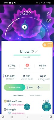 Pokemon Go Shiny Unown I