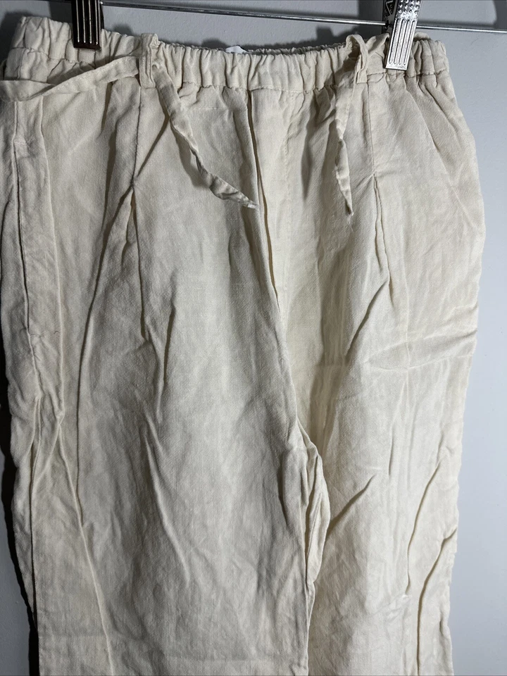 Zara 100% Lenin Girls Ivory Casual Pants Size 13/14 - Image 2 of 4