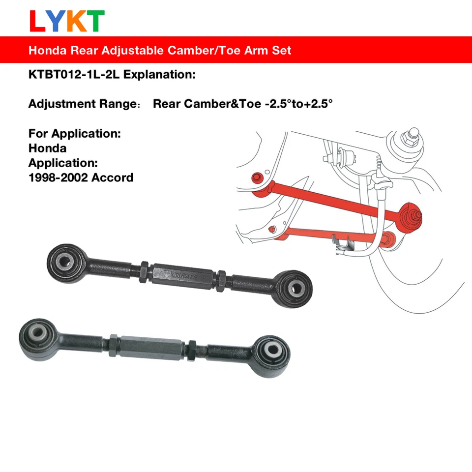 LYKT 6pcs Adjustable Arms Alignment Rear Camber&Toe Kit for Honda Accord 98-02 Foto 2 de 4