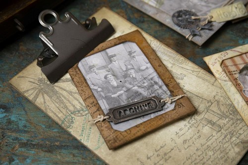 NEW Sizzix Thinlits Dies Tim Holtz 13/Pkg VINTAGE LABELS SET free USA ship - Picture 3 of 8