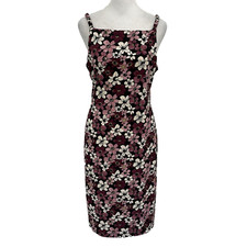 Vintage 90s Y2K Retro Daisy Floral Grunge Slinky Sleeveless Dress size Medium