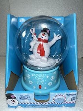 New Musical Rabbit SNOW GLOBE Blue FROSTY THE SNOWMAN Christmas Song Waterless
