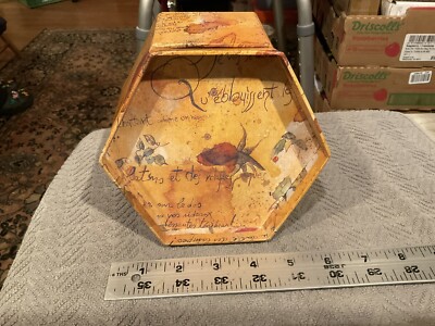 HEXAGON SHAPED DECOUPAGE FLORAL /SCRIPT  TRINKET BOX & FLORAL