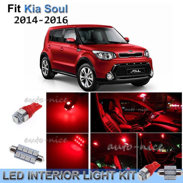 For 20142016 Kia Soul Brilliant Red Interior LED Lights Kit 10 Pieces