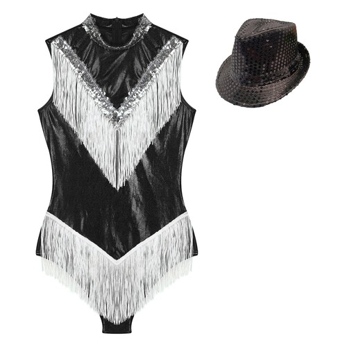 Mujer Body Brillante Traje de Baile Baile Competición Leotardo Con Sombrero Jazz - Imagen 17 de 81