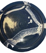 Signed Art Glass Pottery Plate. Handmade. Beautiful Blue. 9”.