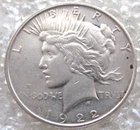 1922-P Peace Dollar - Silver - AU - Great Luster -  JB