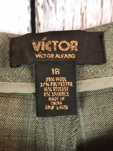 Victor Alfaro Womens Pants Wool Blend Career Dk Khaki Size 16 Org $118 (p12) - Picture 4 of 7